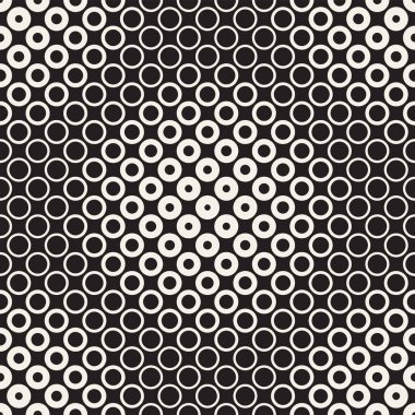 Siyah-beyaz desen arka plan soyut. Kesintisiz geometrik daire yarı ton. Şık modern textur