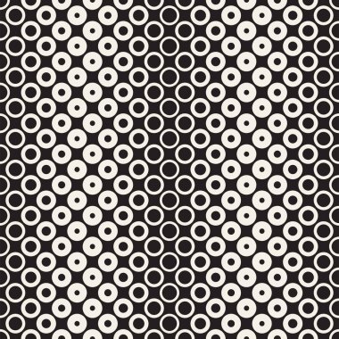 Siyah-beyaz desen arka plan soyut. Kesintisiz geometrik daire yarı ton. Şık modern textur