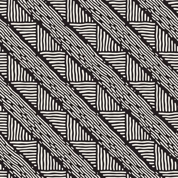 손으로 그린된 스타일 민족 완벽 한 패턴입니다. 흑인과 백인 추상적인 기하학적 라인 배경. — 스톡 벡터
