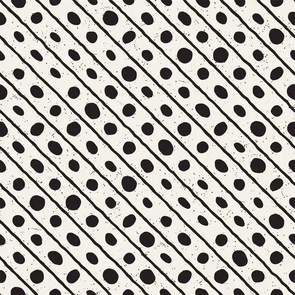 Hand getekende stijl etnische naadloze patroon. Abstract geometrische vormen achtergrond in zwart-wit. — Stockvector