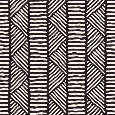 Elle çizilmiş stil etnik seamless modeli. Soyut geometrik çizgiler arka plan siyah ve beyaz.