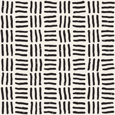 El ile Seamless Modeli hatları çizilmiş. Arka plan serbest fırça darbeleriyle. Siyah ve beyaz doku. Kağıt ambalaj için süsleme.