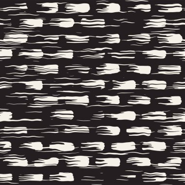 Vektör Dikişsiz desen fırça çizgileri ve vuruş. Siyah ve beyaz arka plan mürekkep elemanları ile. El doku boyalı.