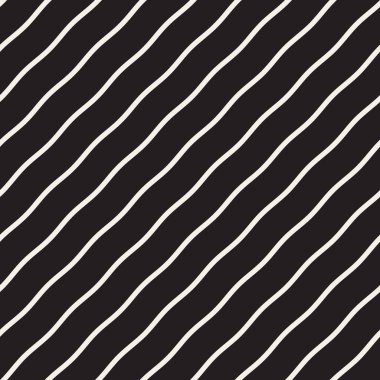 Desen vektör sorunsuz siyah ve beyaz dalgalı çizgiler. Geometrik arka plan