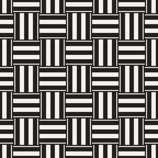 トレンディなツイル織り格子です。抽象的な幾何学的な背景デザイン。黒と白のシームレスなパターン ベクトル. — ストックベクタ