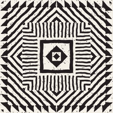Dikişsiz desen etnik ve kabile. Elle çizilmiş süs şeritler. Siyah ve beyaz, tekstil baskı. Vektör arka plan.