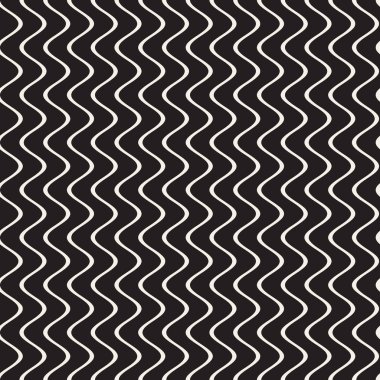 Desen vektör sorunsuz siyah ve beyaz dalgalı çizgiler. Geometrik arka plan