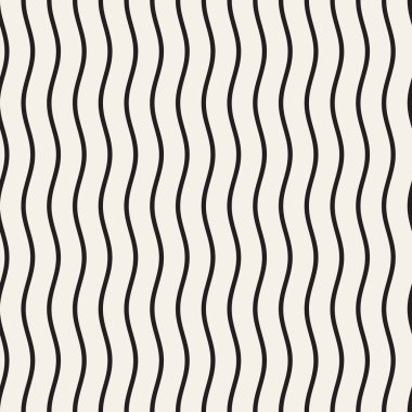 Desen vektör sorunsuz siyah ve beyaz dalgalı çizgiler. Geometrik arka plan
