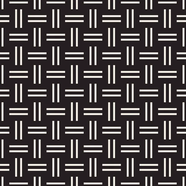 Trendy Twill weben Gitter. abstrakte geometrische Hintergrundgestaltung. Vektor nahtloses Schwarz-Weiß-Muster. — Stockvektor