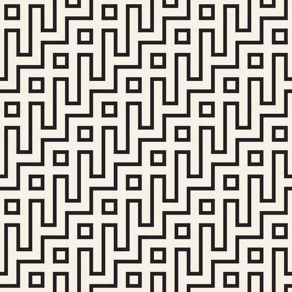 세련 된 라인 격자입니다. 민족 흑백 텍스처입니다. 추상적인 기하학적 배경 디자인입니다. 원활한 벡터 패턴. — 스톡 벡터