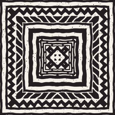 Dikişsiz desen etnik ve kabile. Elle çizilmiş süs şeritler. Siyah ve beyaz, tekstil baskı. Vektör arka plan.