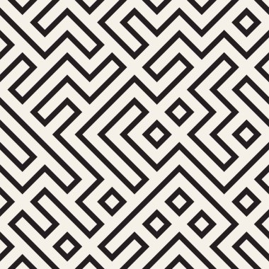 Şık çizgiler kafes. Etnik tek renkli doku. Geometrik arka plan tasarlamak. Vektör seamless modeli.