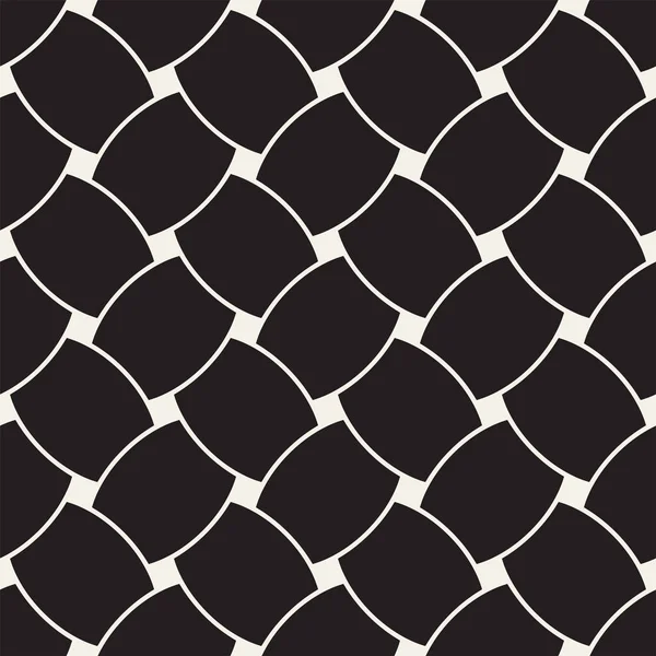 Vektor geometrisches nahtloses Muster mit geschwungenen Formen Gitter. abstrakte monochrom abgerundete Gitterstruktur. modernes textiles Hintergrunddesign — Stockvektor