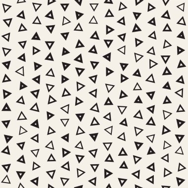 Kusursuz kaotik şablonlar. Rastgele dağılmış geometrik şekiller. Soyut retro arkaplan tasarımı