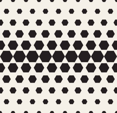 Vektör sorunsuz siyah ve beyaz altıgen kılavuz noktalı degrade desen