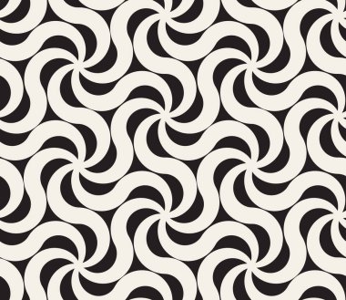 Vektör sorunsuz siyah ve beyaz Arc sarmal çizgi altıgen deseni