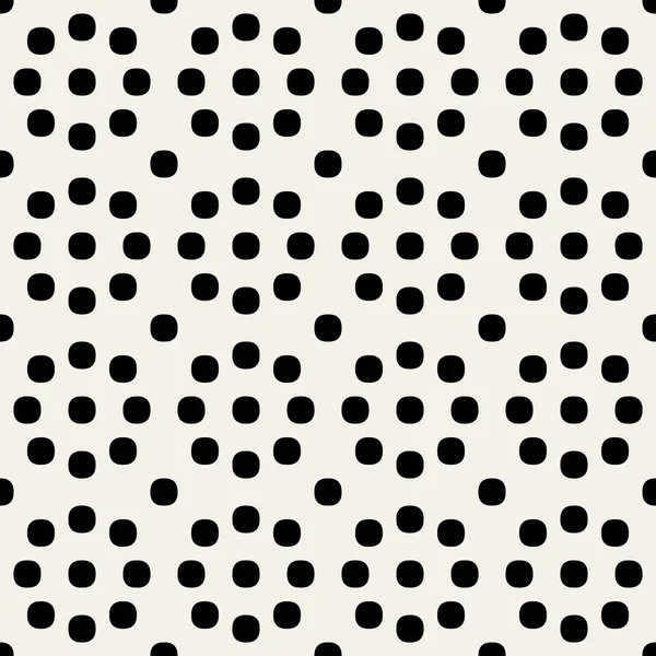 Vector Seamless Black and White Geometric Rounded Circles Retro Polka Dots   Pattern — Stock Vector