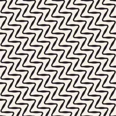 Vektör sorunsuz siyah ve beyaz çapraz dalgalı çizgiler desen