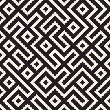 Şık çizgiler kafes. Etnik tek renkli doku. Geometrik arka plan tasarlamak. Vektör seamless modeli.