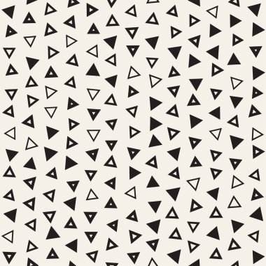 Kusursuz kaotik şablonlar. Rastgele dağılmış geometrik şekiller. Soyut retro arkaplan tasarımı