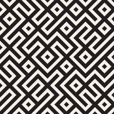 Şık çizgiler kafes. Etnik tek renkli doku. Geometrik arka plan tasarlamak. Vektör seamless modeli.