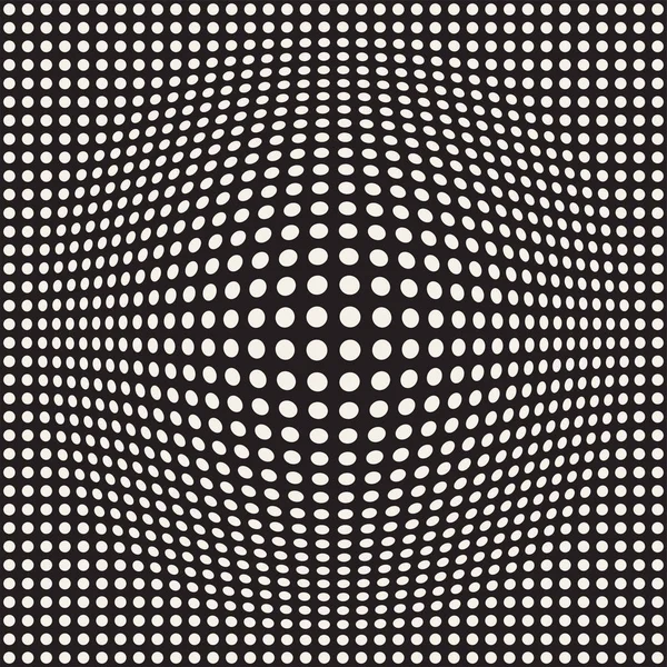 Halbtonaufblähungseffekt optische Täuschung. abstrakte geometrische Hintergrundgestaltung. Vektor nahtloses Schwarz-Weiß-Muster. — Stockvektor