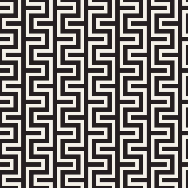 スタイリッシュなラインの格子。民族のモノクロ テクスチャ。抽象的な幾何学的な背景デザイン。シームレスなパターン ベクトル. — ストックベクタ