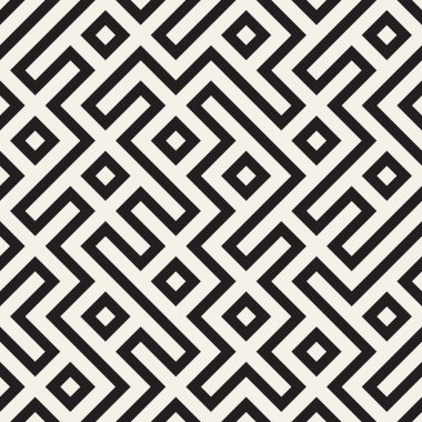 Şık çizgiler kafes. Etnik tek renkli doku. Geometrik arka plan tasarlamak. Vektör seamless modeli.