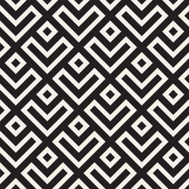 Şık çizgiler kafes. Etnik tek renkli doku. Geometrik arka plan tasarlamak. Vektör seamless modeli.