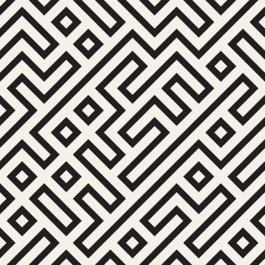 Şık çizgiler kafes. Etnik tek renkli doku. Geometrik arka plan tasarlamak. Vektör seamless modeli.