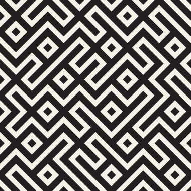 Şık çizgiler kafes. Etnik tek renkli doku. Geometrik arka plan tasarlamak. Vektör seamless modeli.