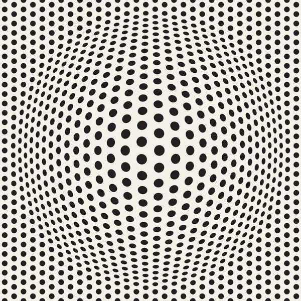 Efecto hinchazón medio tono ilusión óptica. Diseño de fondo geométrico abstracto. Patrón retro sin costura vectorial . — Archivo Imágenes Vectoriales