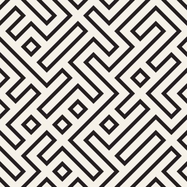 Şık çizgiler kafes. Etnik tek renkli doku. Geometrik arka plan tasarlamak. Vektör seamless modeli.