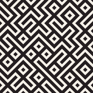 Şık çizgiler kafes. Etnik tek renkli doku. Geometrik arka plan tasarlamak. Vektör seamless modeli.