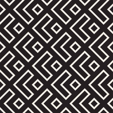 Şık çizgiler kafes. Etnik tek renkli doku. Geometrik arka plan tasarlamak. Vektör seamless modeli.