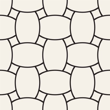 Vektör eğri şekiller kılavuzu olan geometrik seamless modeli. Soyut tek renkli kafes doku yuvarlanır. Modern Tekstil arka plan tasarımı