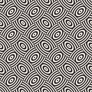 Vektör eğri şekiller kılavuzu olan geometrik seamless modeli. Soyut tek renkli kafes doku yuvarlanır. Modern Tekstil arka plan tasarımı