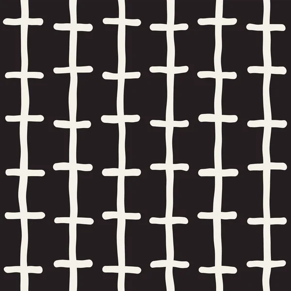 Estilo dibujado a mano patrón sin costura étnica. Fondo geométrico grueso abstracto en blanco y negro . — Archivo Imágenes Vectoriales
