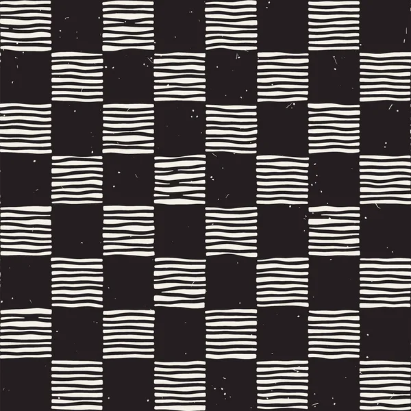 Hand dras sömlös upprepande mönster med checker linjer plattsättning. Grungy freehand bakgrundsstruktur. — Stock vektor