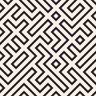 Şık çizgiler kafes. Etnik tek renkli doku. Geometrik arka plan tasarlamak. Vektör seamless modeli.