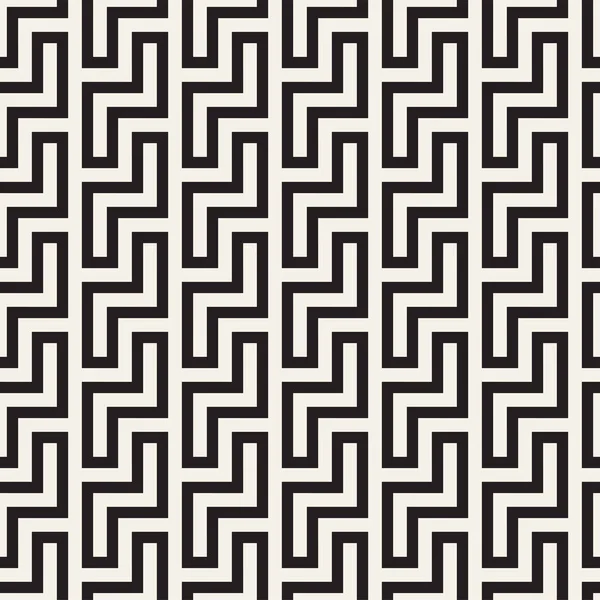 スタイリッシュなラインの格子。民族のモノクロ テクスチャ。抽象的な幾何学的な背景デザイン。シームレスなパターン ベクトル. — ストックベクタ