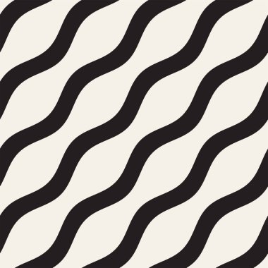 Desen vektör sorunsuz siyah ve beyaz dalgalı çizgiler. Geometrik arka plan tasarlamak.