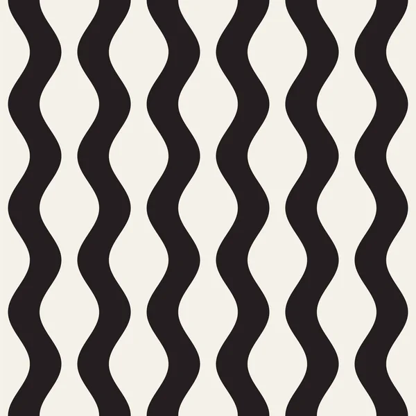 Vektor varrat nélküli fekete-fehér hullámos vonalak minta. Absztrakt, geometrikus alnyomatban. — Stock Vector