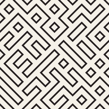 Şık çizgiler kafes. Etnik tek renkli doku. Geometrik arka plan tasarlamak. Vektör seamless modeli.