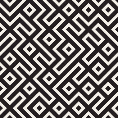 Şık çizgiler kafes. Etnik tek renkli doku. Geometrik arka plan tasarlamak. Vektör seamless modeli.