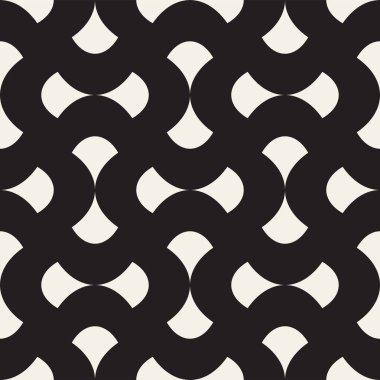 Vektör eğri şekiller kılavuzu olan geometrik seamless modeli. Soyut tek renkli kafes doku yuvarlanır. Modern Tekstil arka plan tasarımı