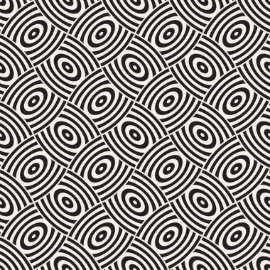 Vektör eğri şekiller kılavuzu olan geometrik seamless modeli. Soyut tek renkli kafes doku yuvarlanır. Modern Tekstil arka plan tasarımı