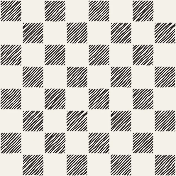 Hand drawn seamless repeating pattern with checker lines tiling. Grungy freehand background texture. — Stock Vector