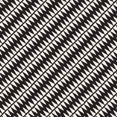 El çekilmiş soyut seamless modeli siyah beyaz. Retro serbest çentikli çizgiler doku.