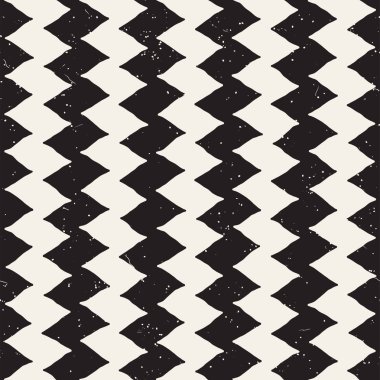 El çekilmiş soyut seamless modeli siyah beyaz. Retro serbest çentikli çizgiler doku.
